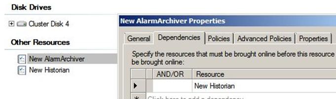 Right-click Properties on the New Alarm Archiver resource in the Historian service summary list. 3.