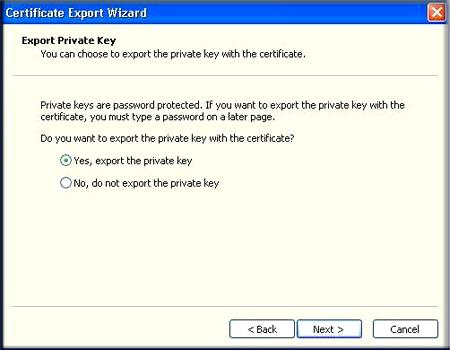 Figure 97. 5. Click Export. The Certificate Export Wizard displays. 6. Click Next. 7.