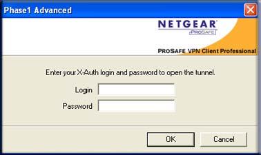 To use XAUTH: 1. Specify the XAUTH credentials on the Phase 1 Advanced screen by entering a name in the Login field and a password in the Password field (see the previous section and table).