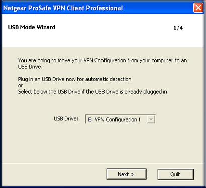 Enable a New USB Drive with a VPN Configuration You can enable a new USB drive by copying a VPN configuration and its security elements onto it in one of the following ways: Select File > Export VPN