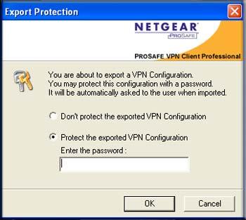 Figure 63. As a security measure, you have the option to specify a password for the exported file. 2. Select one of the following radio buttons: Don t protect the exported VPN Configuration.