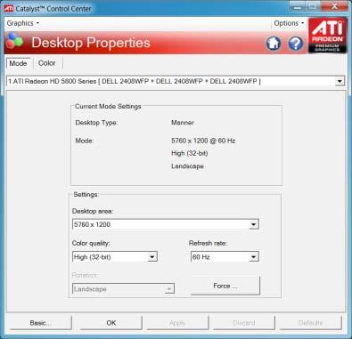 Using ATI Catalyst Control Center to Configure Desktops & Displays The following general instructions apply using CCC to configure displays.