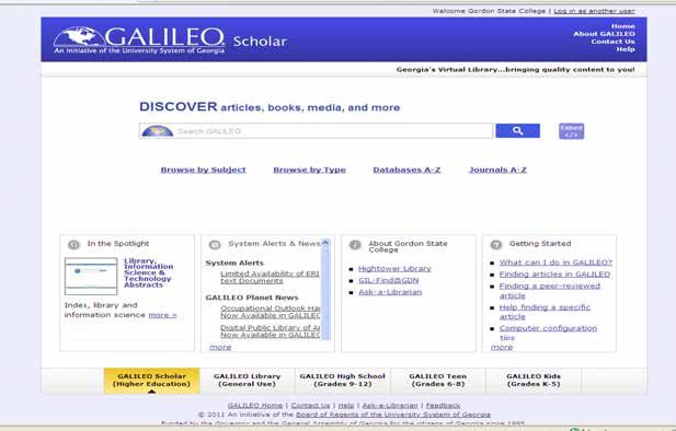 Homepage of GALILEO There are two ways to use GALILEO: