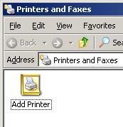 Windows XP Windows Server 2003 The Add Printer Wizard starts up.