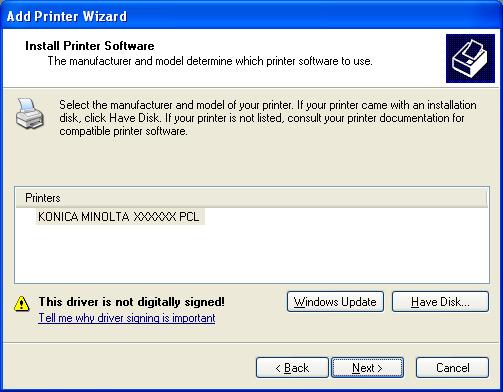 2 Installing the Printer Driver 7 Click the [Have Disk] button. 8 Click the [Browse] button.