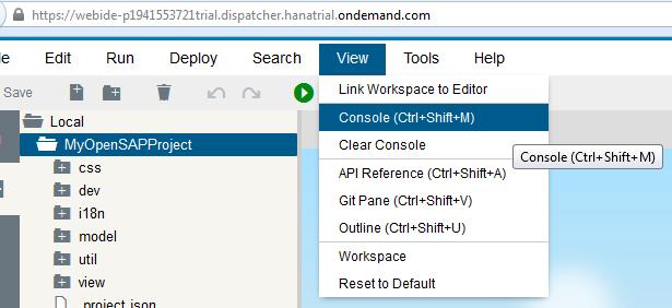 How to Start the SAP Web IDE Console If you run into any other