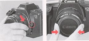 3) To mount the lens, align the lens mount positioning point with the camera's red dot.