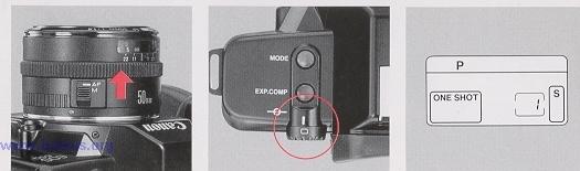 . When using film without a DX code, set the speed manually by following these steps: (ISO6-6400). 1 ) Set the main switch to either "A" or " ((*)) ".