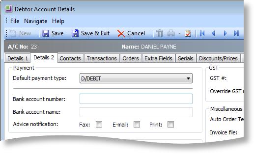 Direct Debits A Mailshot button is now available on the Direct Debits window: This button appears on the toolbar for the Debtor Accounts tab, and is only enabled when viewing a Confirmed batch.