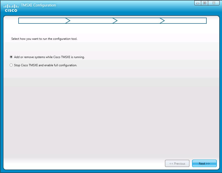 Maintaining Cisco TMSXE If you stopped the Cisco TMSXE service when starting the tool, you will be prompted to restart it when you exit.