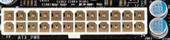 PWR1 is the main power supply connector located along the edge of the board next to the DIMM slots.