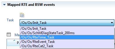 To do the mapping, open the tab Event Mapping in the Rte Editor. In the upper table the events, their executable entities, SWC instances and timing requirements are listed (Figure 32).