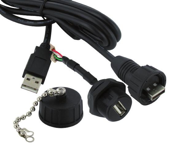 Standard USB-A plug can be used with our USBFTV series connectors Embedded computers Data Transfer Numerical control machines cordset Male sealed USB-A PLUG