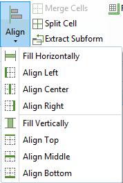Aligning Form Objects The Align menu gives you options for aligning form