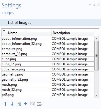 below the List of Images. A large selection of images is available in the COMSOL installation folder in the location data/images.