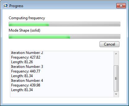 In this example, the progress bar object is part of a form progressform used to