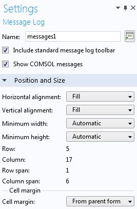 Message Log The Message Log object adds a window where you can display messages to inform the user about operations that the application carries out.