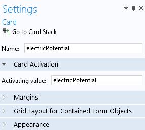 If the Card type is set to Existing form, then you can instead select one of the existing forms.