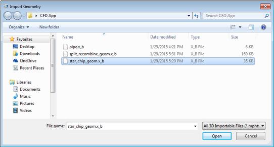 In the Settings window above, the command Import file to Import 1 will open a file browser for the user to select a file, as shown in the figure below.