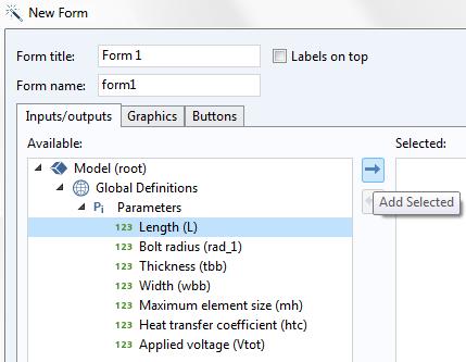 Graphics Buttons Double-click a node or click the Add Selected button to move a node from the Available area to the Selected area.