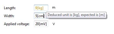 Append unit to number (default) Append unit from unit set A value or expression can be highlighted in orange to provide a warning when the user of an application enters an incompatible unit, which is