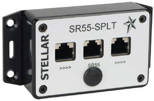 The adapter plugs directly into the RJ12 port on top of the SR55, and provides a receptacle for a communication cable with an RJ45 connector.