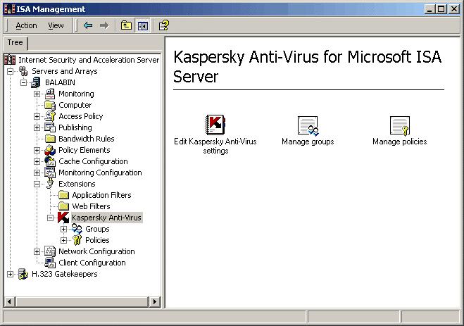 Using Kaspersky Anti-Virus for ISA Server 22 Figure 10.