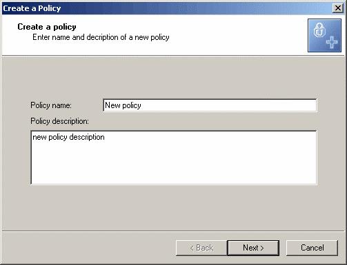 33 Kaspersky Anti-Virus for MS ISA Server Figure 23. Creating a new policy 3. In the next dialog box (Fig.