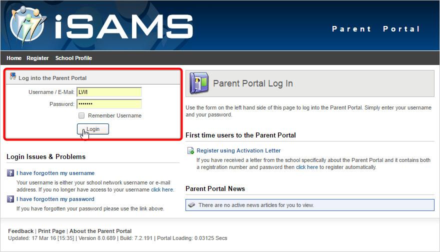 Log in to the Parent Portal.