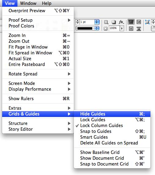Inserting Guides To insert a Guide, place your pointer on the Horizontal (or Vertical) ruler at the top of your document. Click and drag down onto the document where you would like your guide to be.