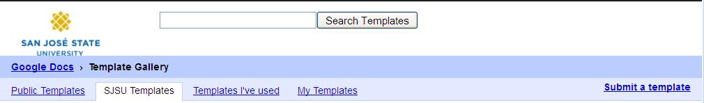 2. A separate Submit a template window will open. Browse to locate your document by clicking the Choose from your Google Docs link at the top.