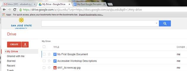 6. Click My Drive Google Drive tab on the top to view your Google document list. Your newly created document in Google Docs format should be listed under My Drive.