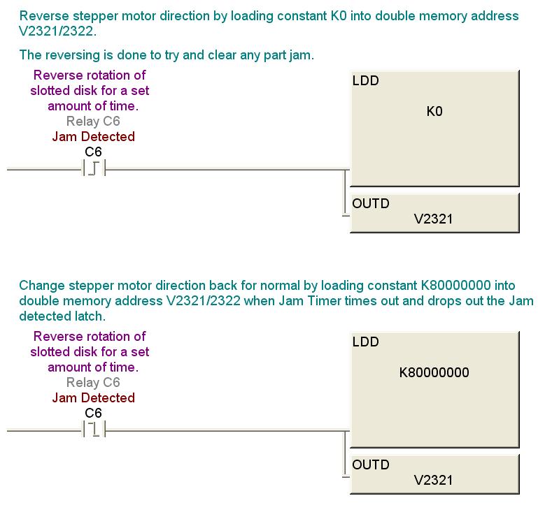 DirectSOFT5 Stepper Motor Forward/Reverse Logic 12 of 15 21:25 The logic shown here determines the direction of the Stepper Motor.
