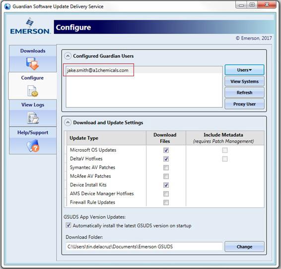 The valid user will then appear in the list of Configured Guardian Users (Figure 25). Figure 25. Configured Guardian Users. NOTE: An important note before downloading.