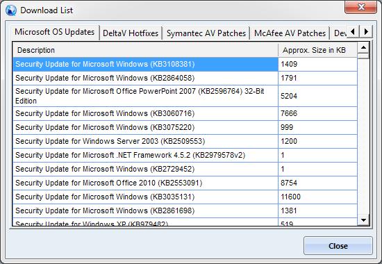 Once all updates have been received, a separate window, shown in Figure 32, will display all the necessary updates for the system.