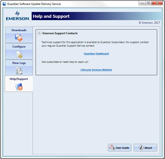 5.4 Help/Support The Help/Support window, shown in Figure 59, provides information on where to get support for the GSUDS applet.
