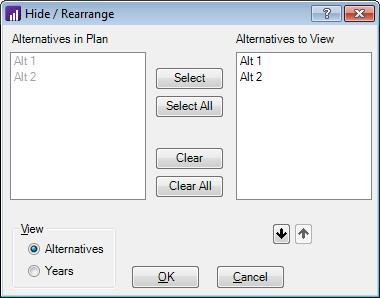Using Planner CS To specify which specific years or alternatives are visible and the order in which they appear, perform the following steps. 1.