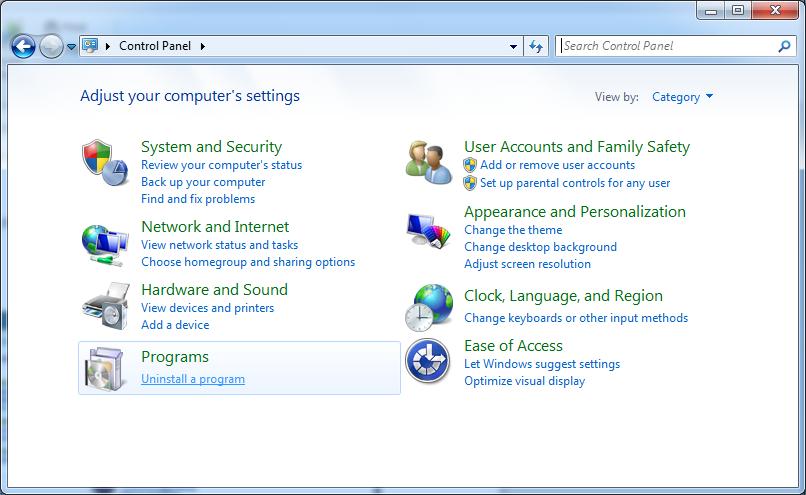 How to remove the driver from Windows 7 Start by going to the control panel by going to Start -->