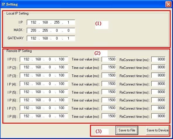 The window of IP Setting divided into 3 parts to explain, as shown in figure 72. ( 1) Local IP Setting: The user can set local IP setting of GW-7553 in this part.