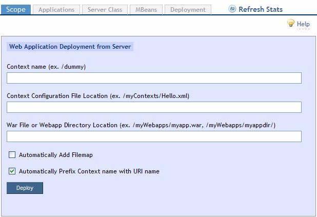 Managing NSJSP Figure 4-31. Web Application Deployment from Server Table 4-22 lists the attributes displayed under Web Application Deployment from Server on the Application Deployment page.