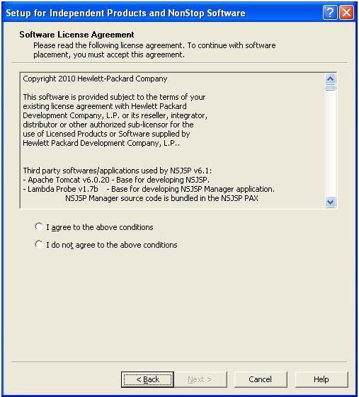 Installing NSJSP Running the IPSetup Program The Software License Agreement screen appears. 6. Review the License Agreement and do one of the following: a.