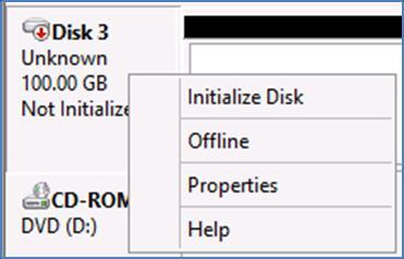Right-click on the disk and choose Initialize Disk.