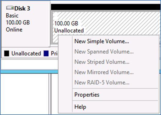 Right-click on the disk and choose New Simple Volume.