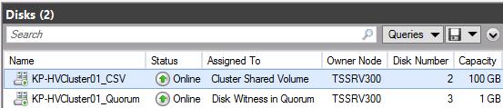 Figure 46 Newly created cluster shared volume 3. The newly created CSV is presented as a mount point in the C:\ClusterStorage directory on each node of the cluster.