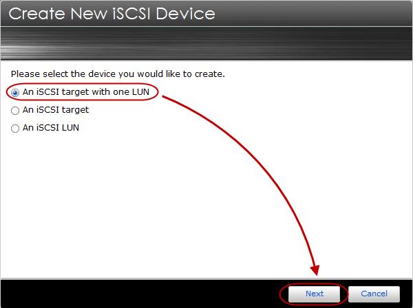 STEP 2 The Create New iscsi Device window will now