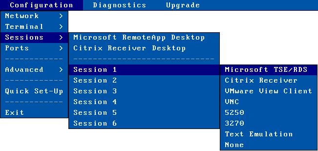 Interactive Set-Up Example 2: "Application Desktop", VNC and ANSI sessions VNC ANSI Reserved Reserved Reserved Reserved For more information refer to Chapter 5.3.