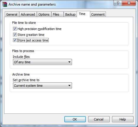 ): Finally select the Time tab to select the following options to preserve creation, modification and