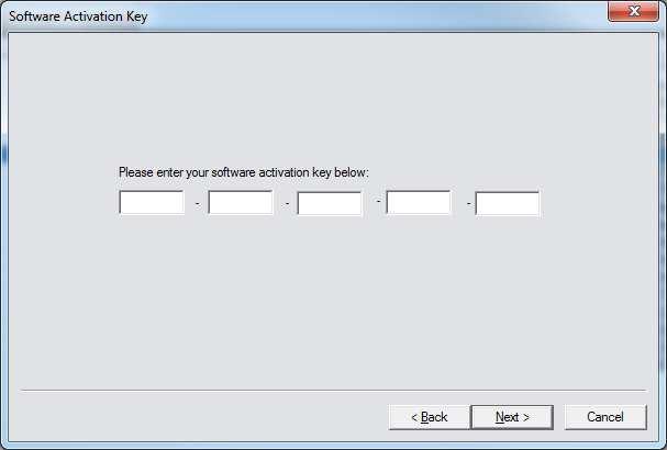 6. Enter the software activation key or copy & paste it