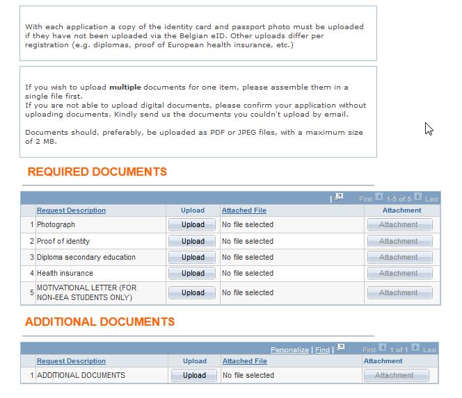 STEP 6: DOCUMENT CHECKLIST This page contains an overview of all the required documents, which need to be uploaded in PDF or JPEG format.