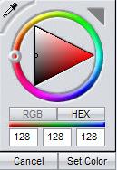 153 Choose a Color Using the Color Picker Use your mouse within the color wheel Use the Eye-dropper in top left corner and select a color from the Preview Enter the RGB (Red Green Blue) number values
